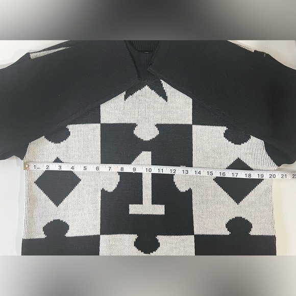 Carroll Elegance Wool Blend Crewneck Sweater Eclectic Monochrome Indie Sleeze L - Picture 9 of 14